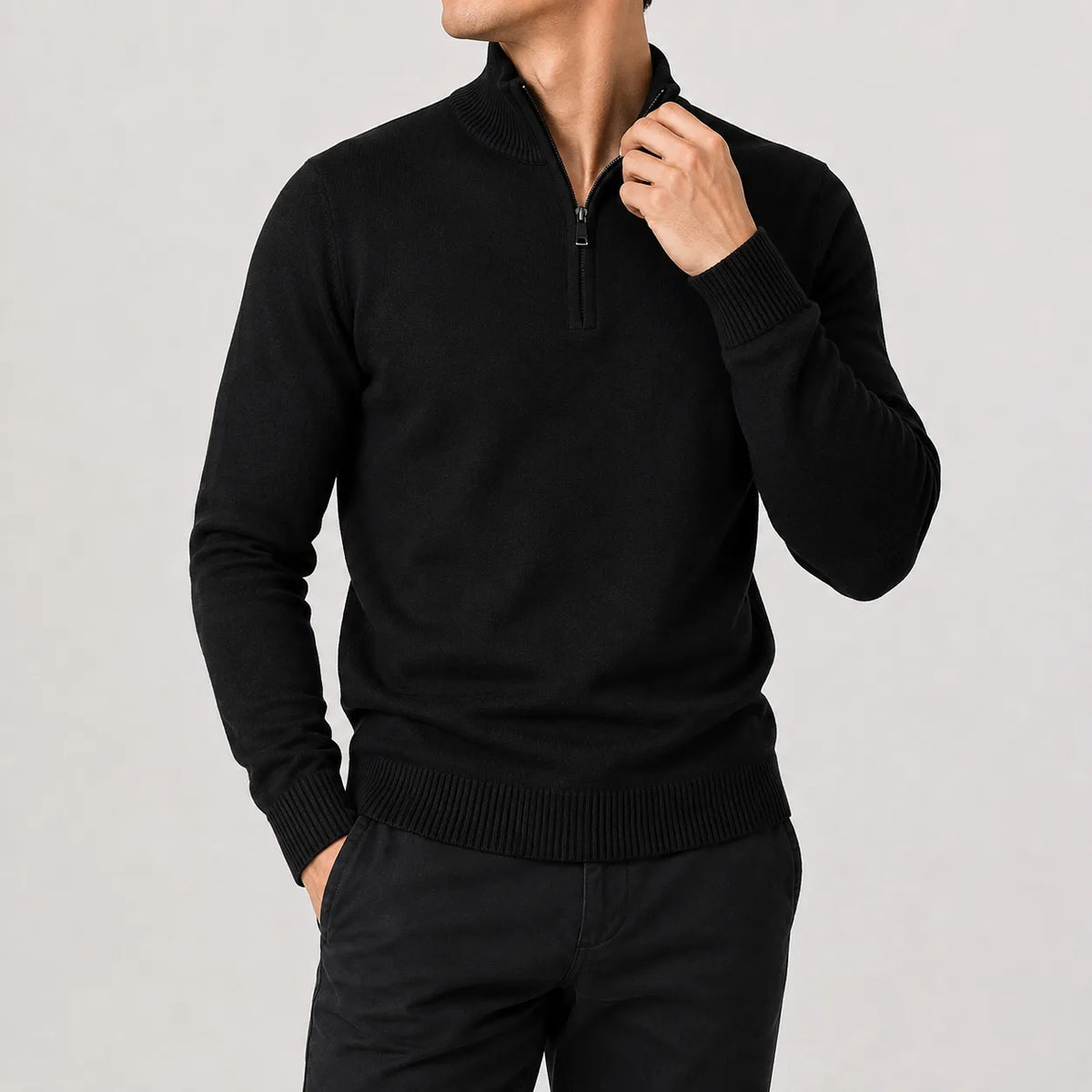 Zip-up trui met mock neckline