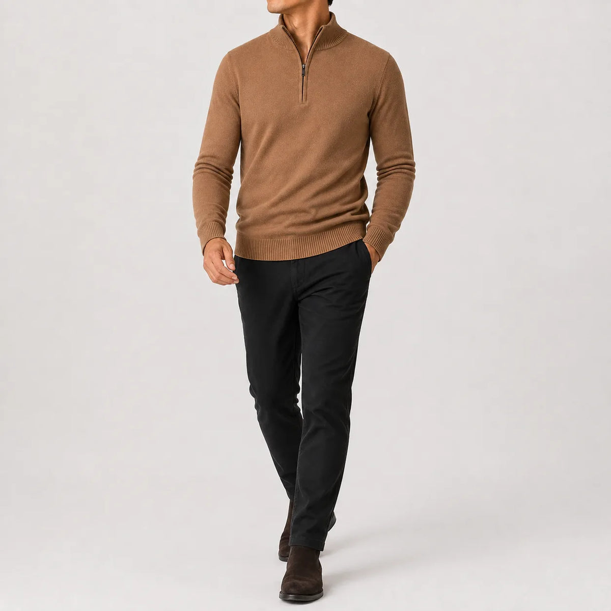 Zip-up trui met mock neckline