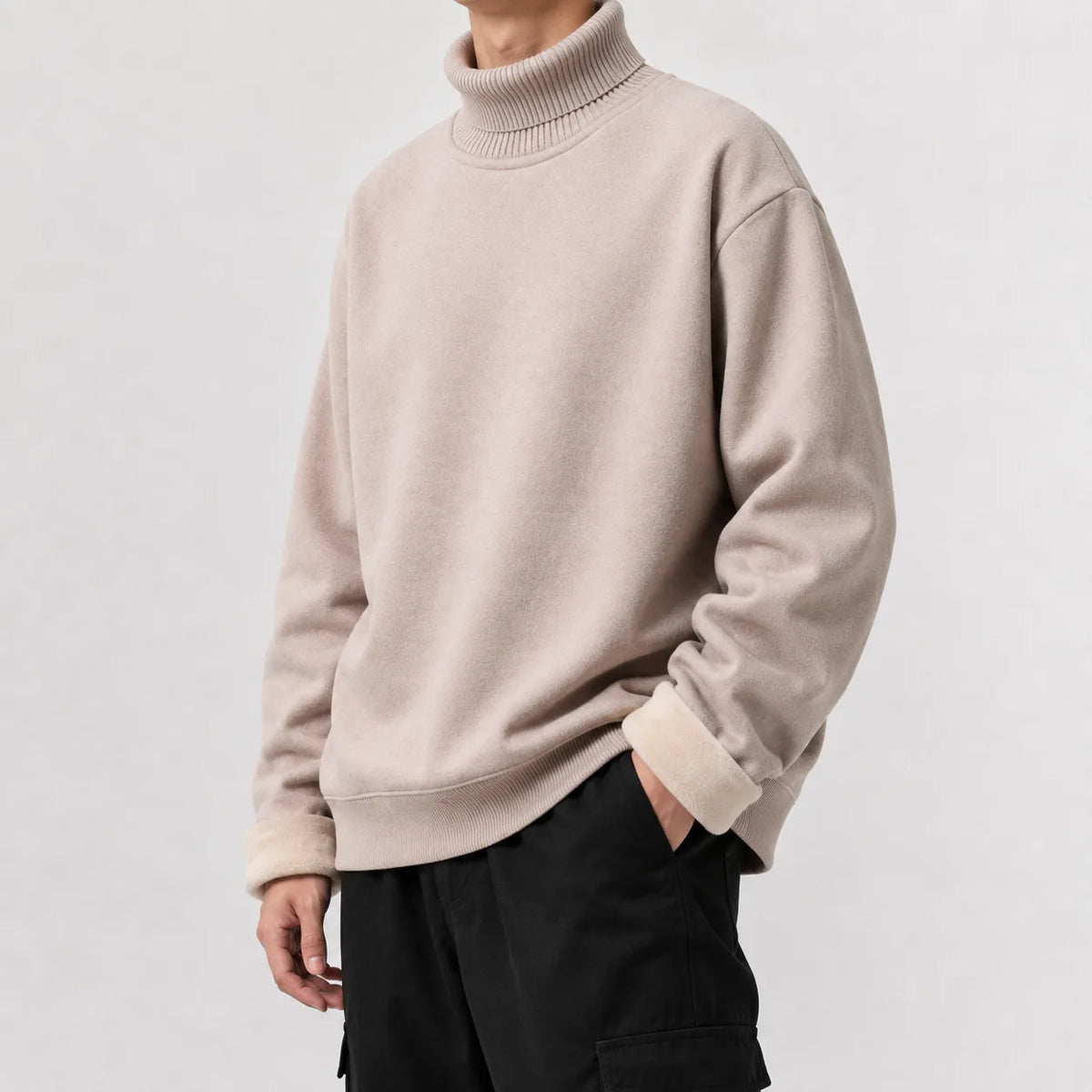 Fleece-lined trui met turtle neckline
