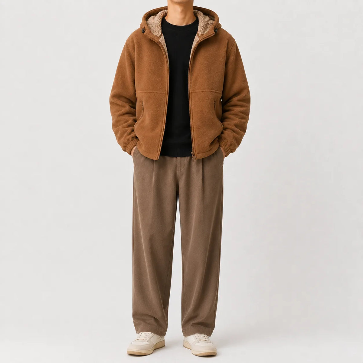Hoodie met fleece en rits