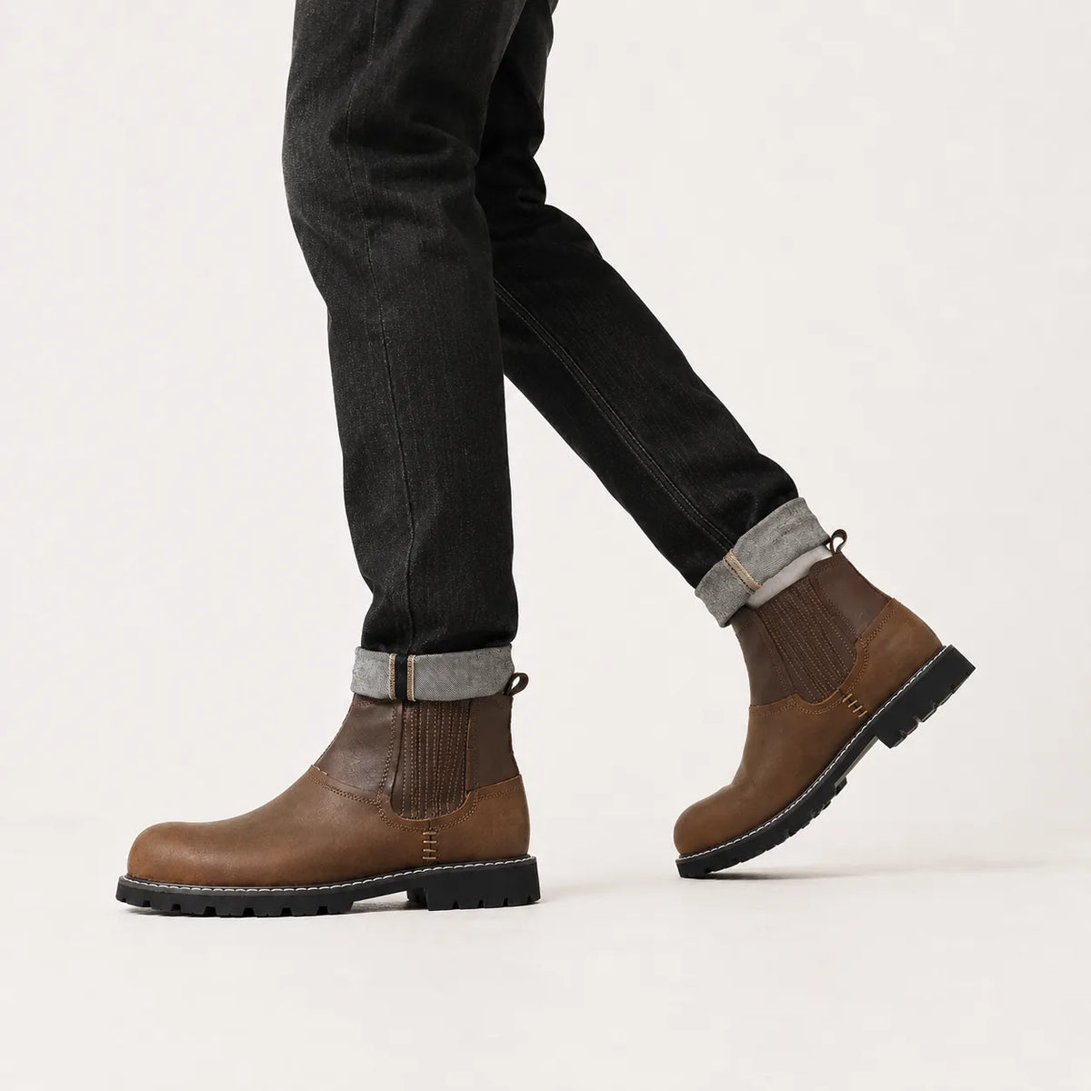 Veterschoenen boots met elastische zijpanelen