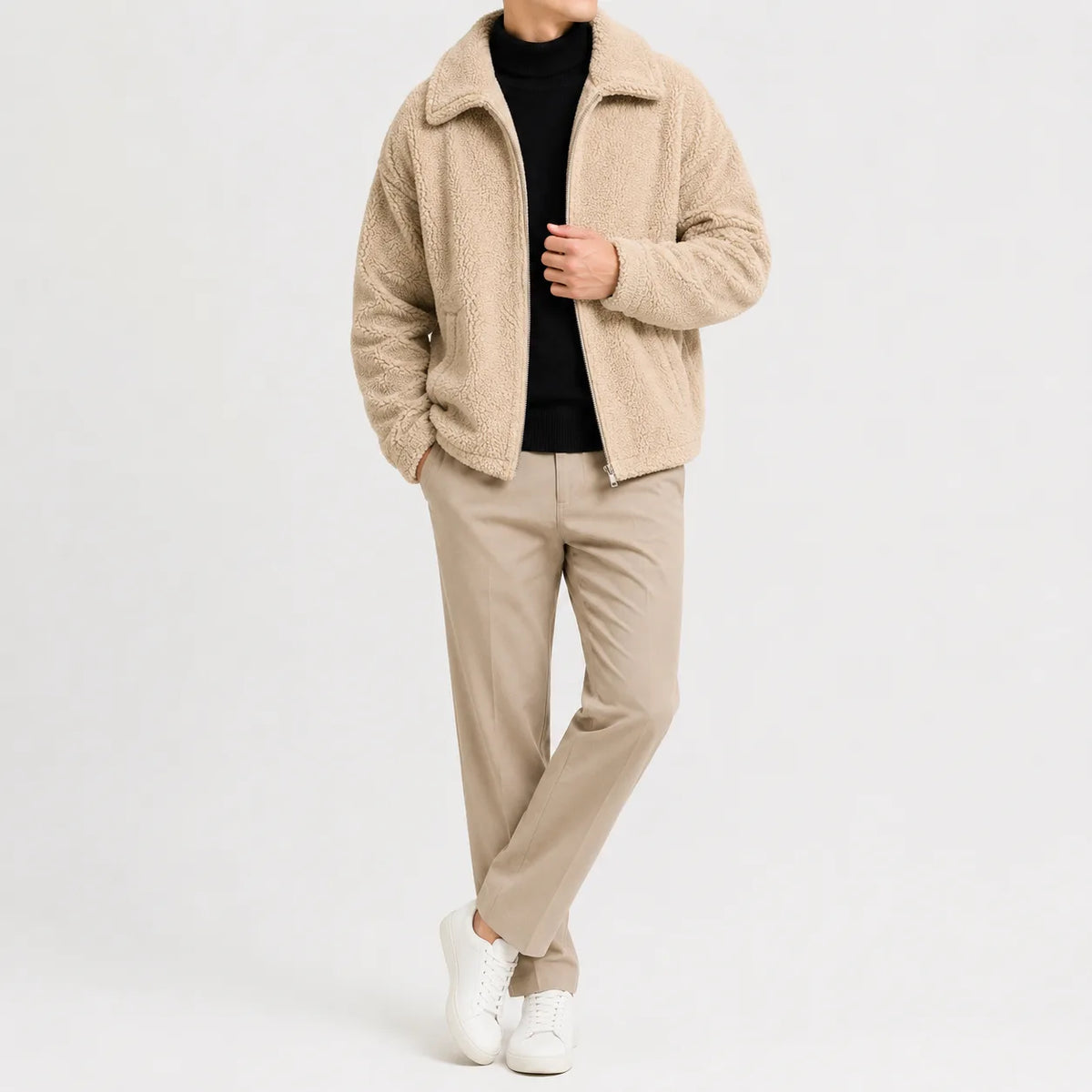Puffer jacket met sherpa fleece