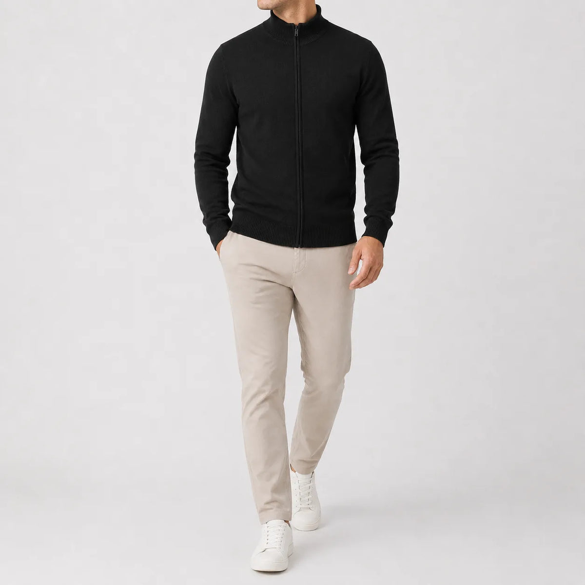 Cardigan met stand collar