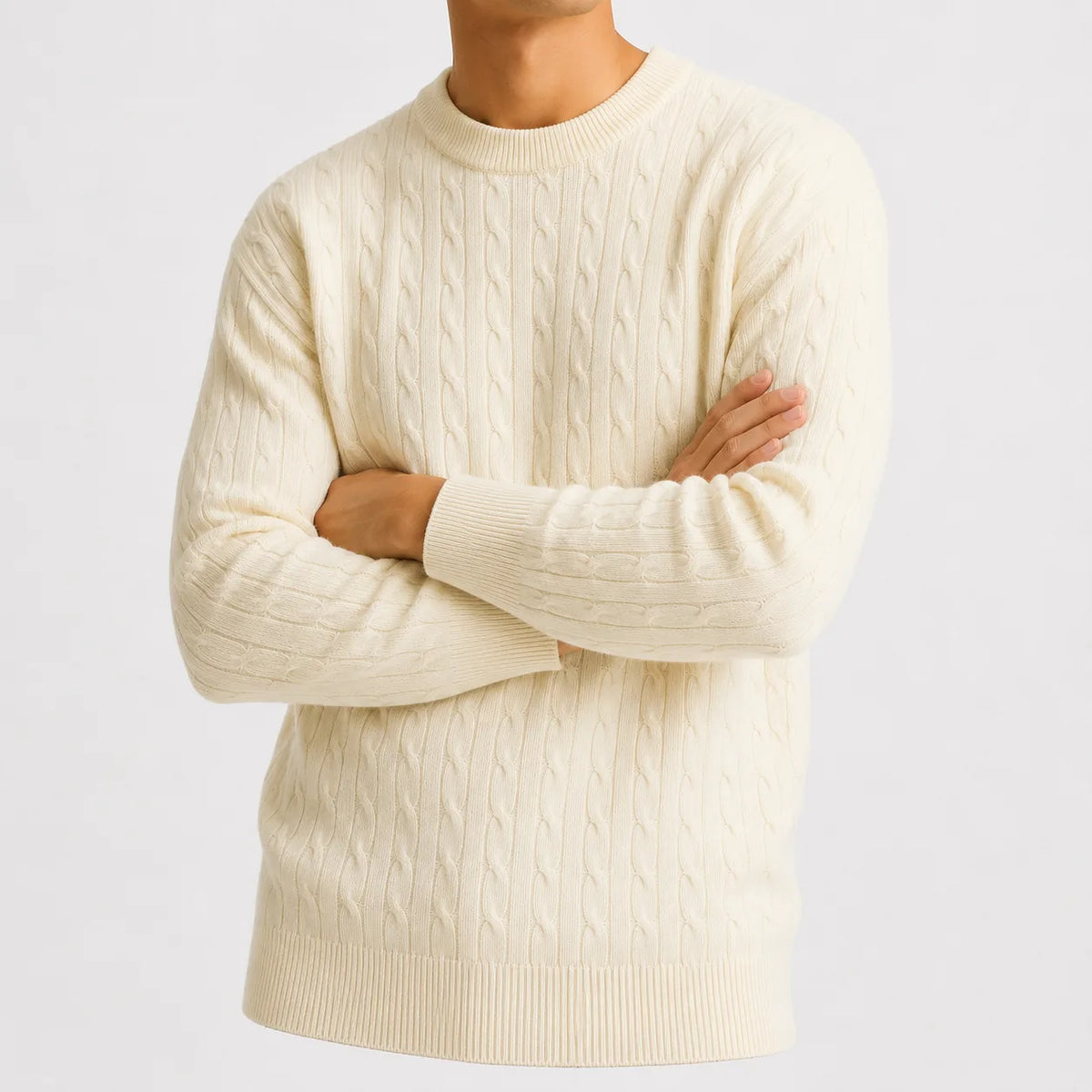Kabeltrui met crew neckline