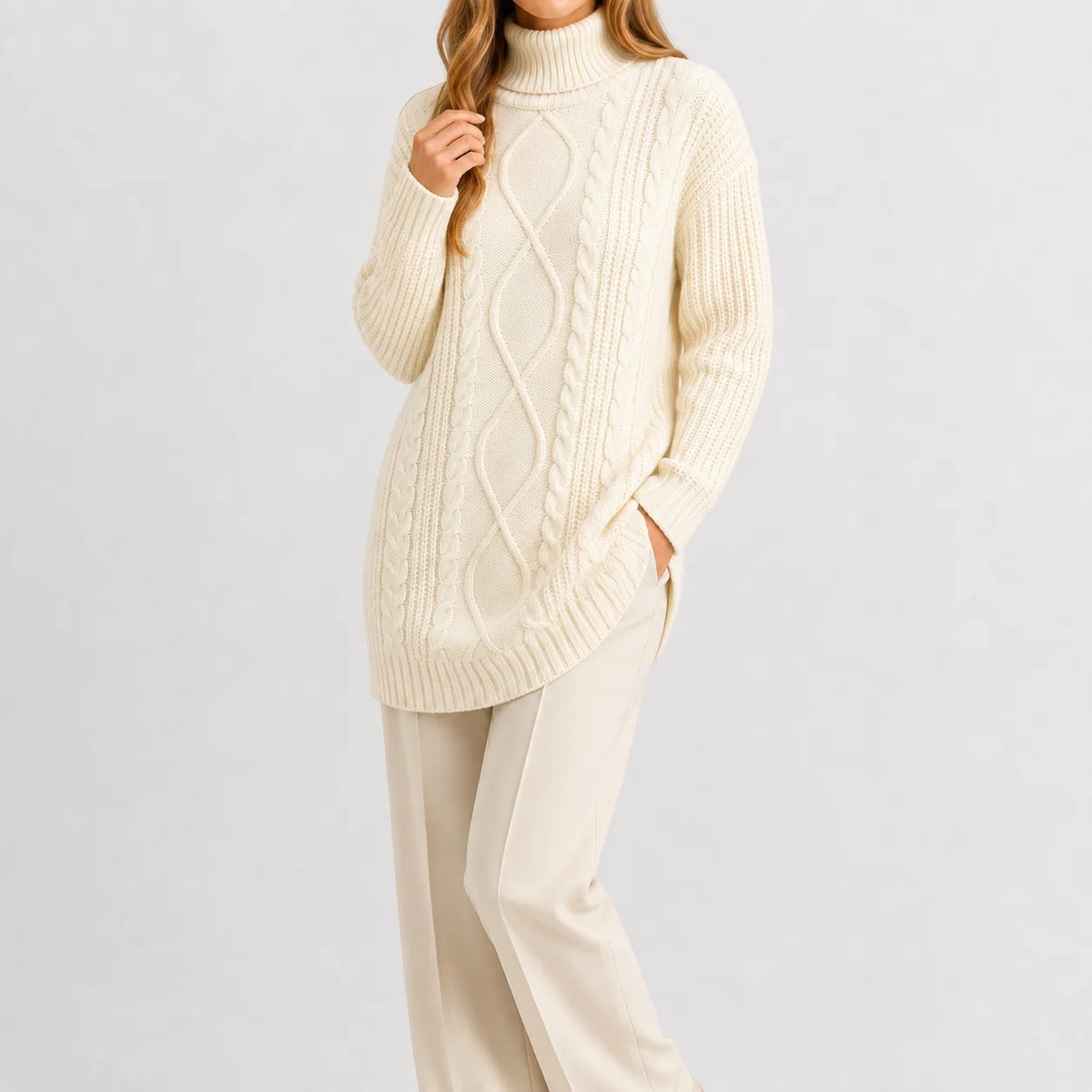 Oversized sweater met turtle neckline