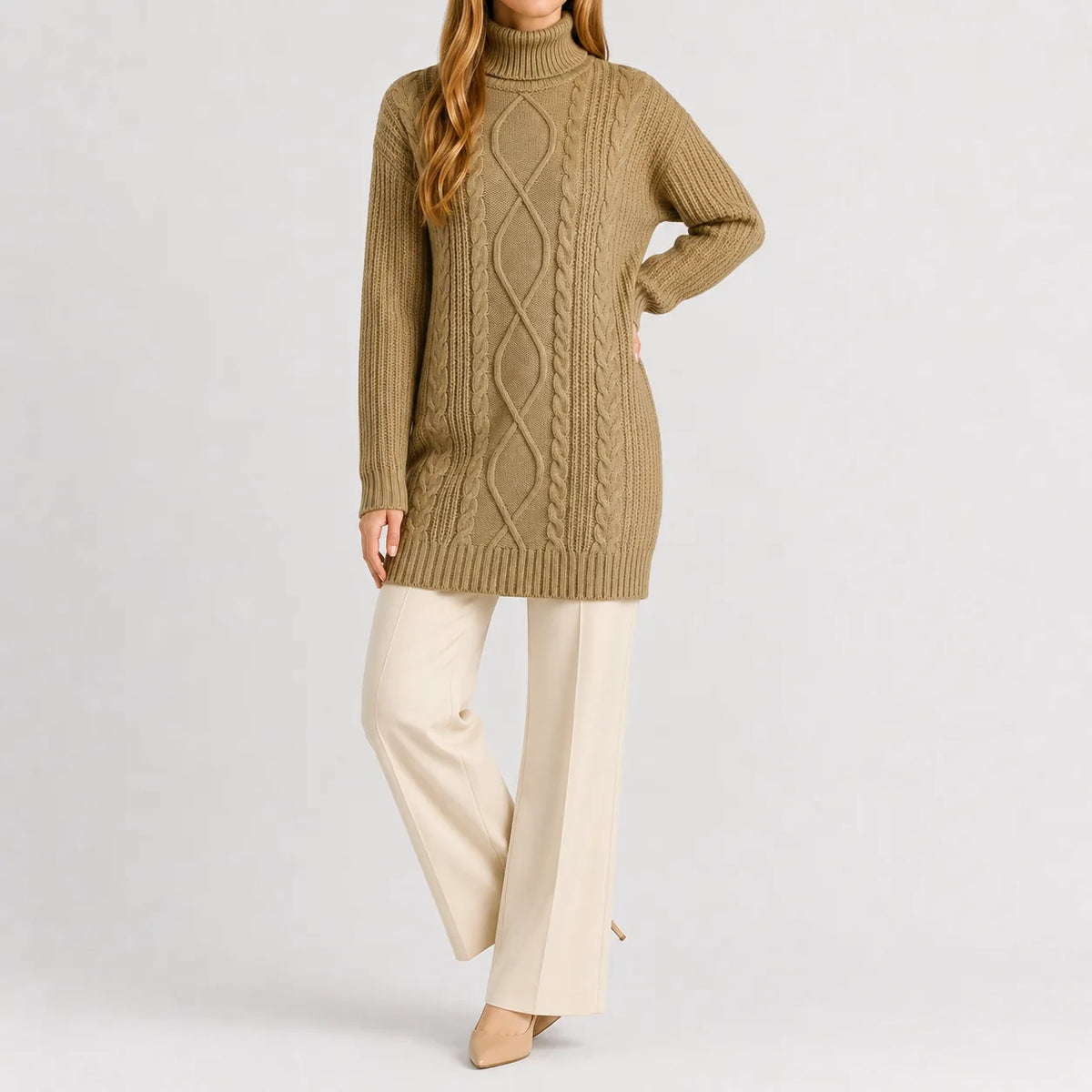 Oversized sweater met turtle neckline