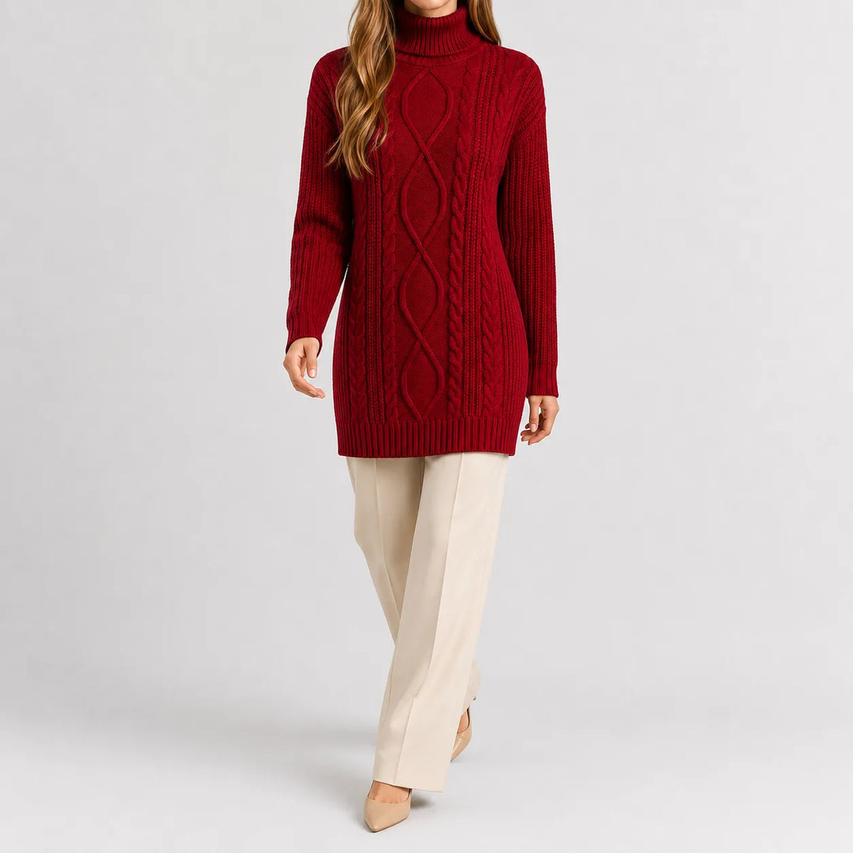 Oversized sweater met turtle neckline