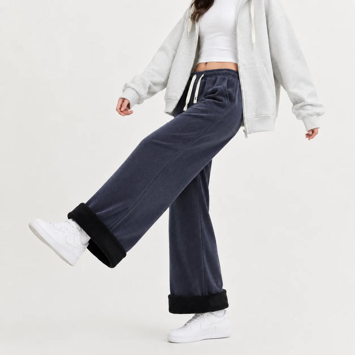 Wijde corduroy broek met trekkoord