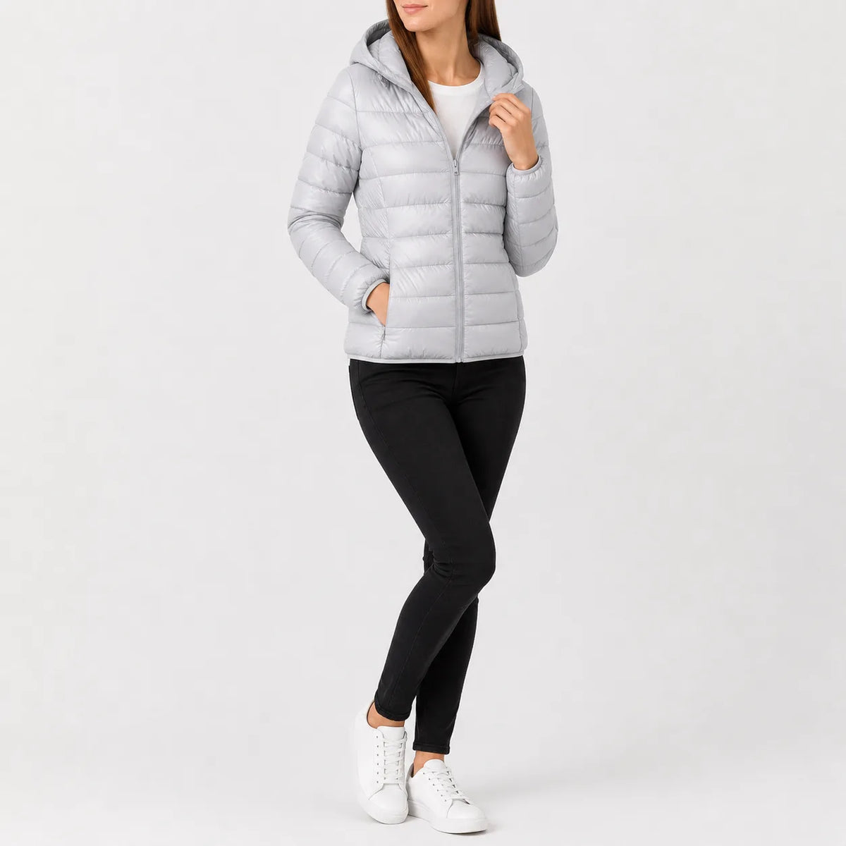 Gewatteerde jas met capuchon