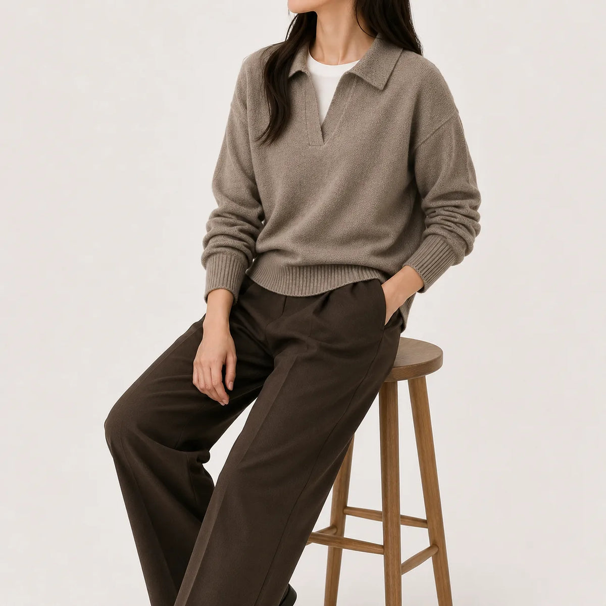Sweater met V-hals en lange mouwen