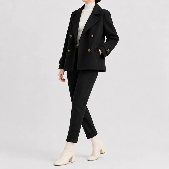 Korte trenchcoat met dubbele knopen