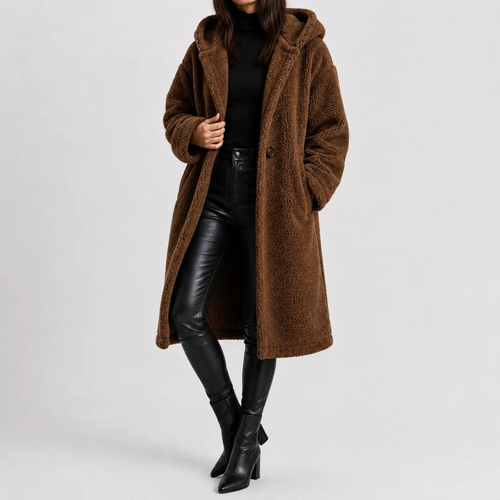Oversized teddy jas met capuchon