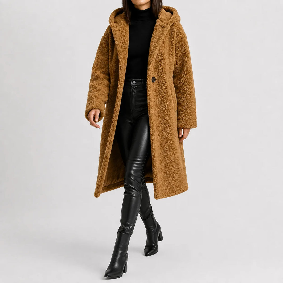 Oversized teddy jas met capuchon
