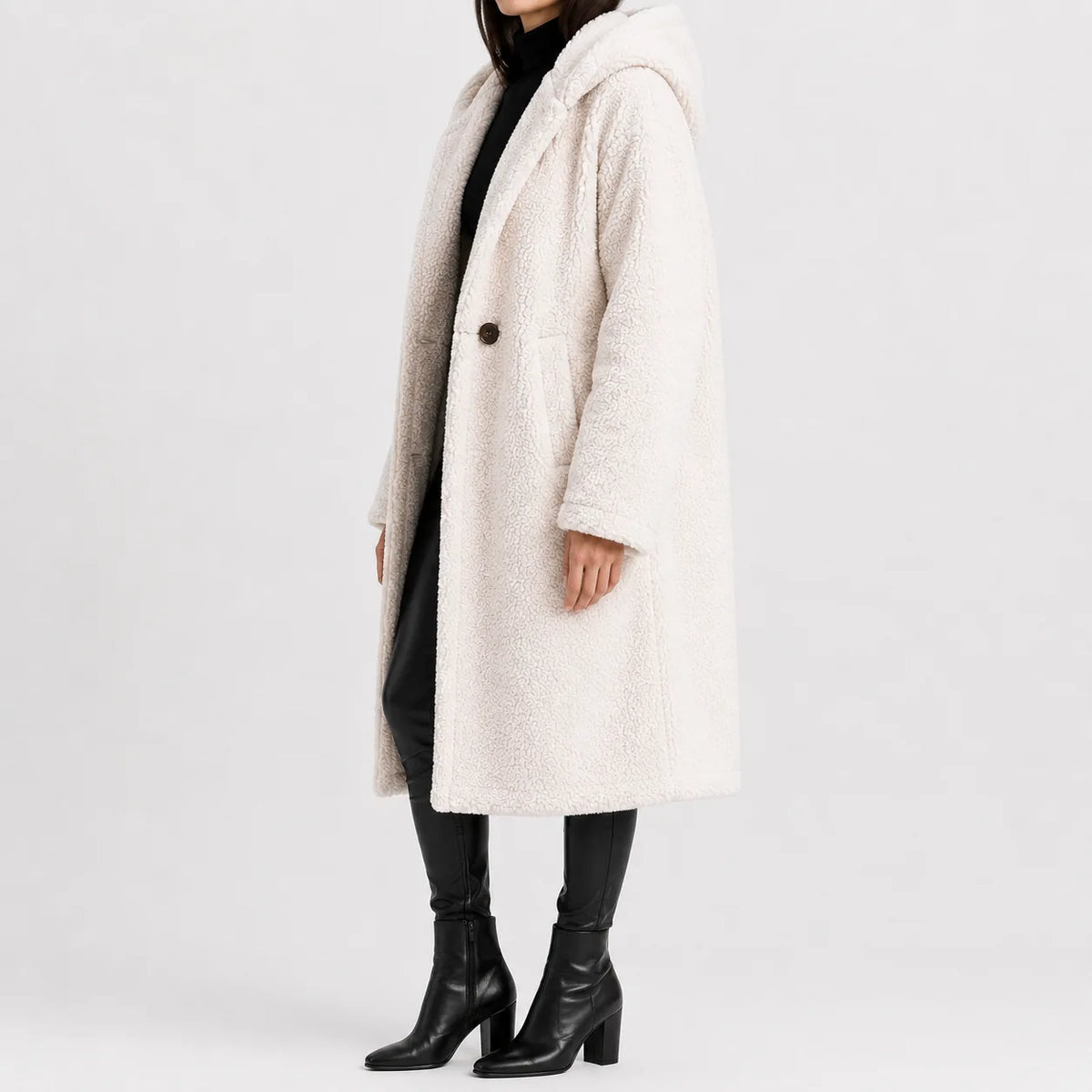 Oversized teddy jas met capuchon