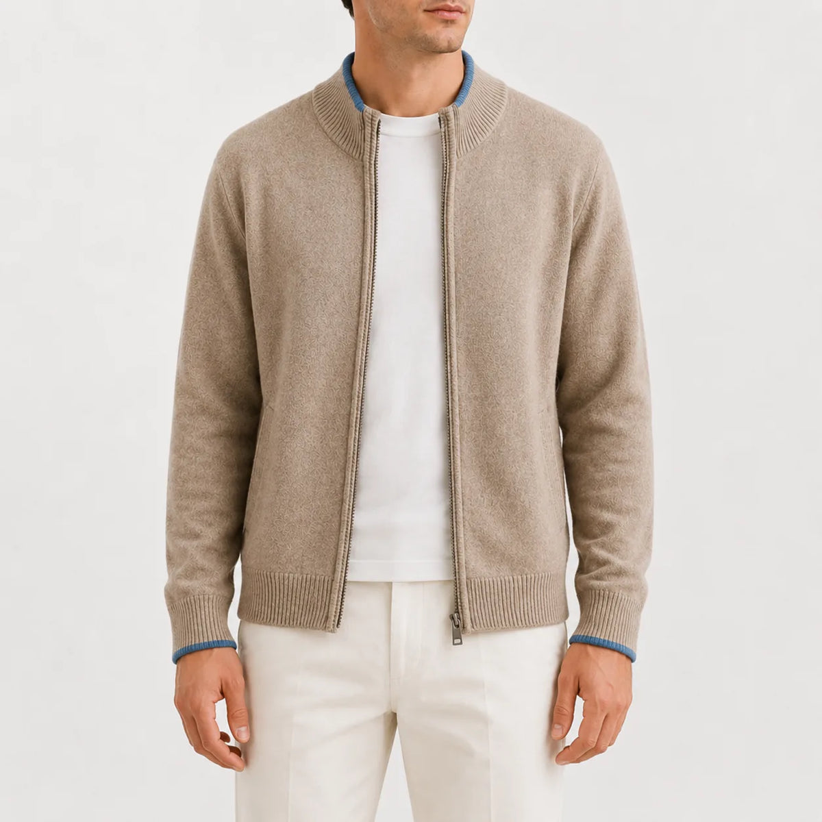 Zip-up trui met gebreide textuur