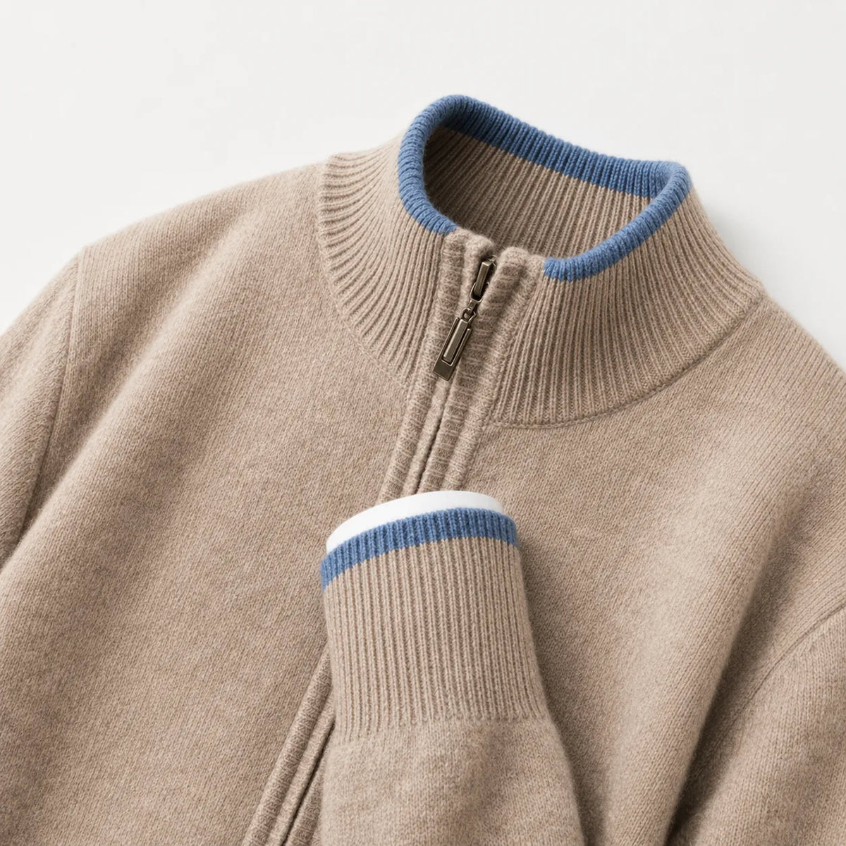 Zip-up trui met gebreide textuur