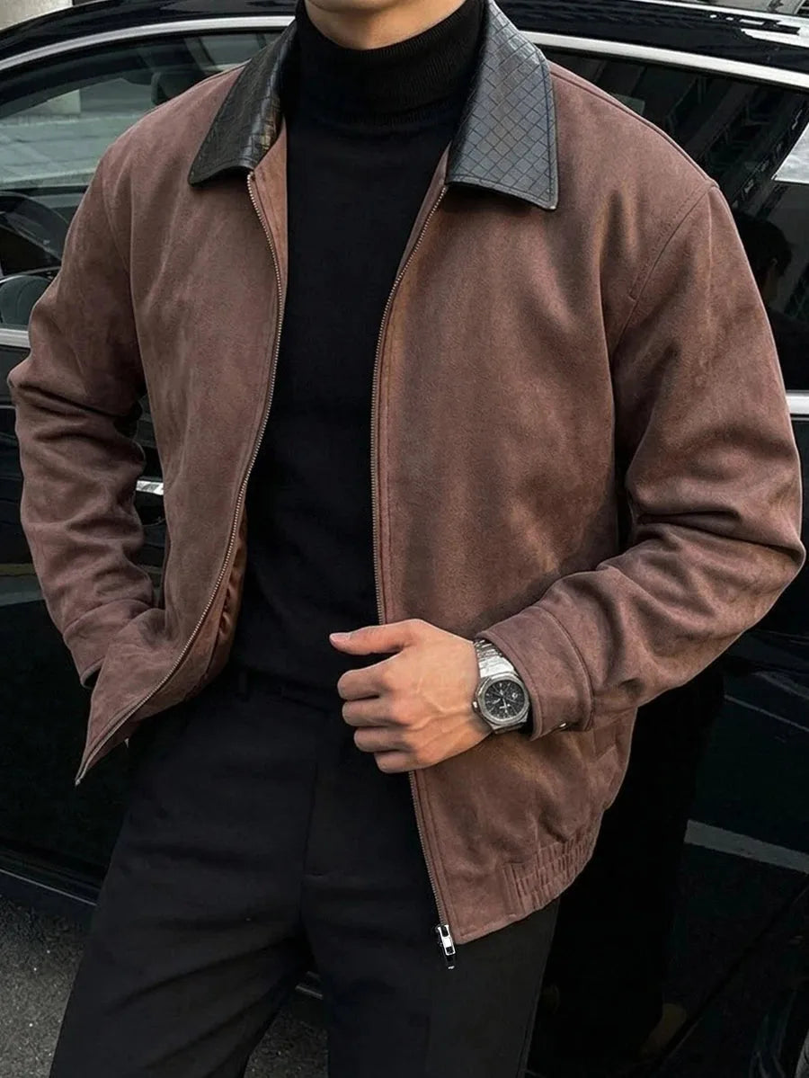 Bomberjack van bruin suede