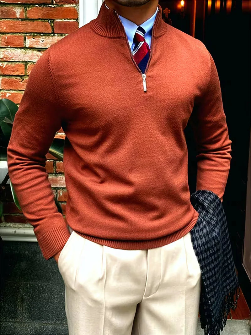 Trui met kraag en half-zip