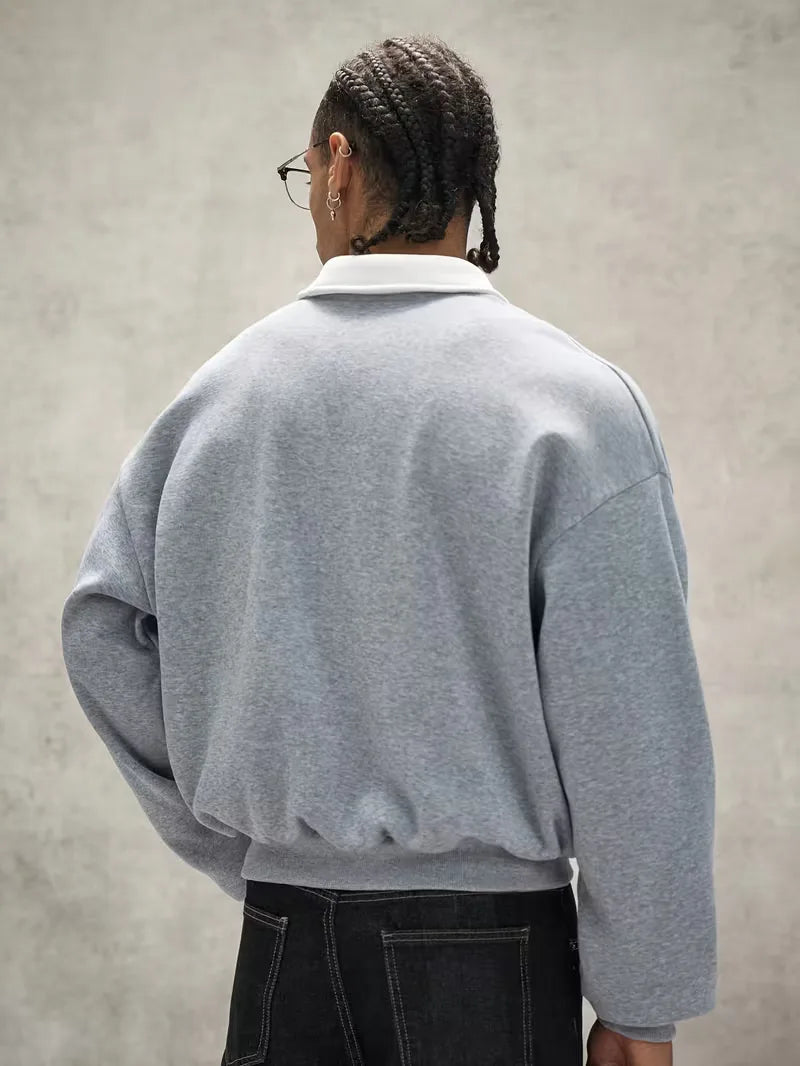Oversized sweatshirt met polo kraag