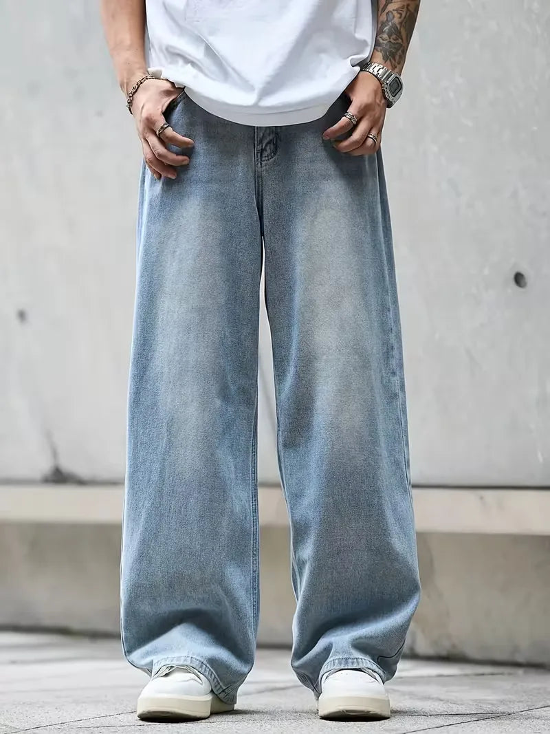 Loose fit jeans met wide leg