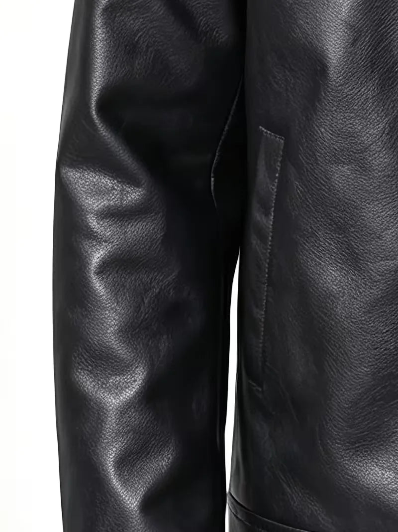 Leren jasje met plush lining