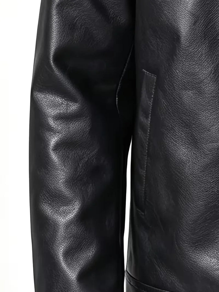 Leren jasje met plush lining