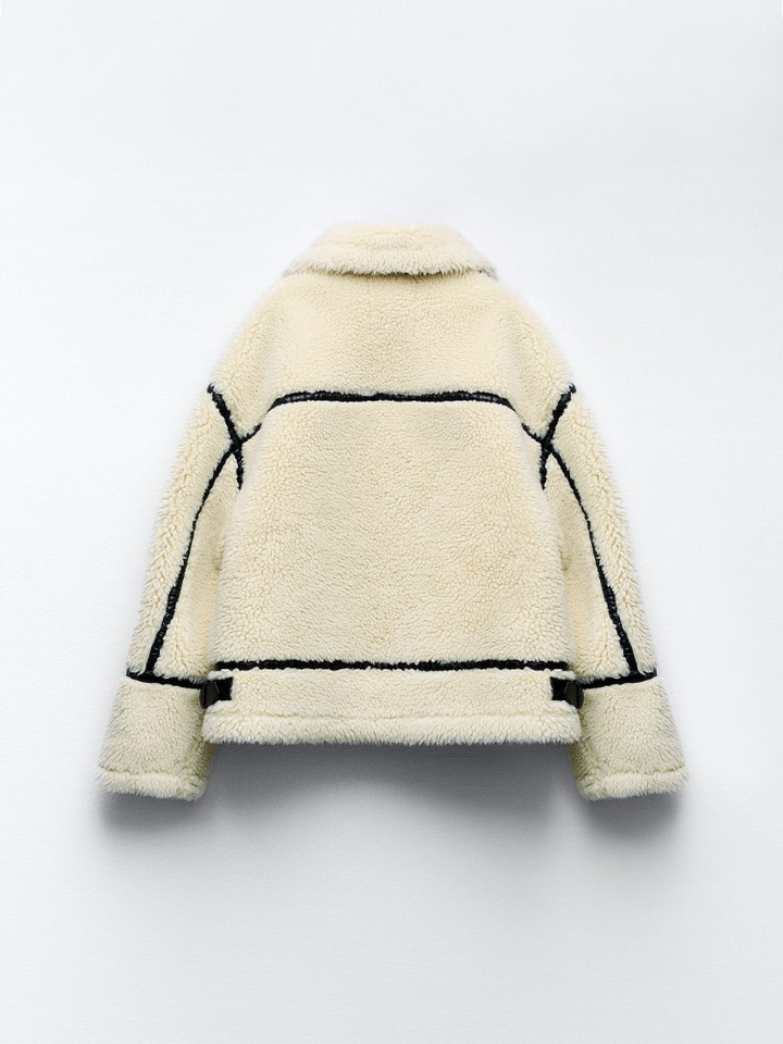 Fabienne | Teddy Jacket super zachte witte fleece jas voor dames in de kleur Wit voor dames in Lounge stijl ideaal voor de winter