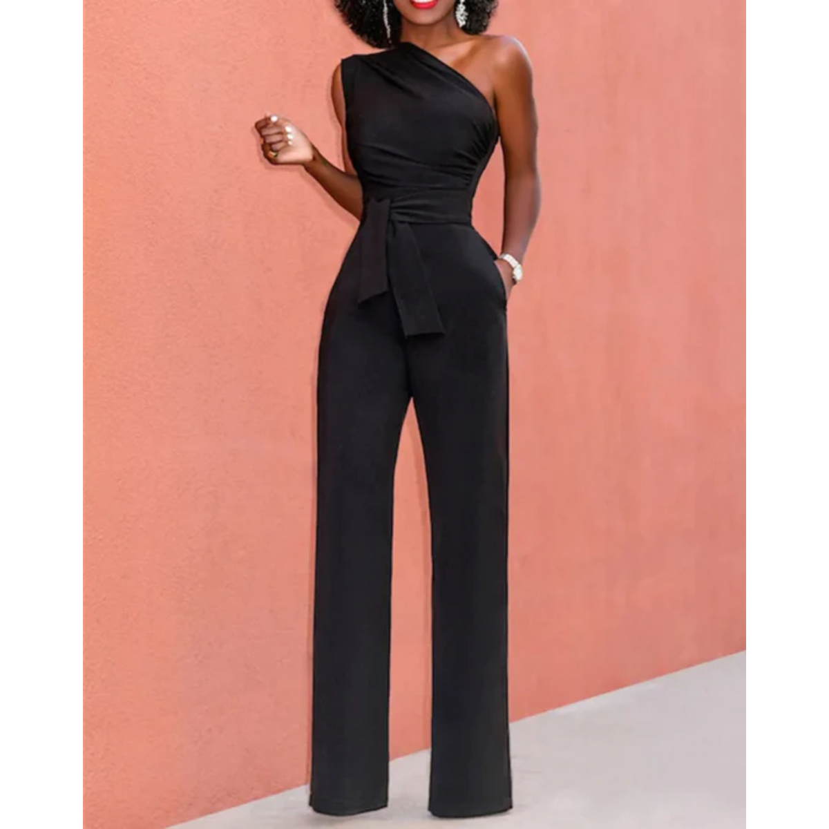 Femke | Strakke en stijlvolle jumpsuit in de kleur Zwart voor dames in Party stijl ideaal voor de herfst.