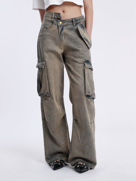 Femke | Vintage diepgewassen jeans in de kleur Bruin voor dames in stijl geschikt voor alle seizoenen.