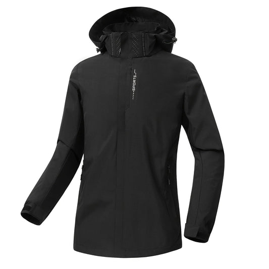 Femke | Wind- en waterdicht dames sportjack met capuchon in de kleur Zwart voor dames in Outdoor stijl ideaal voor de herfst.