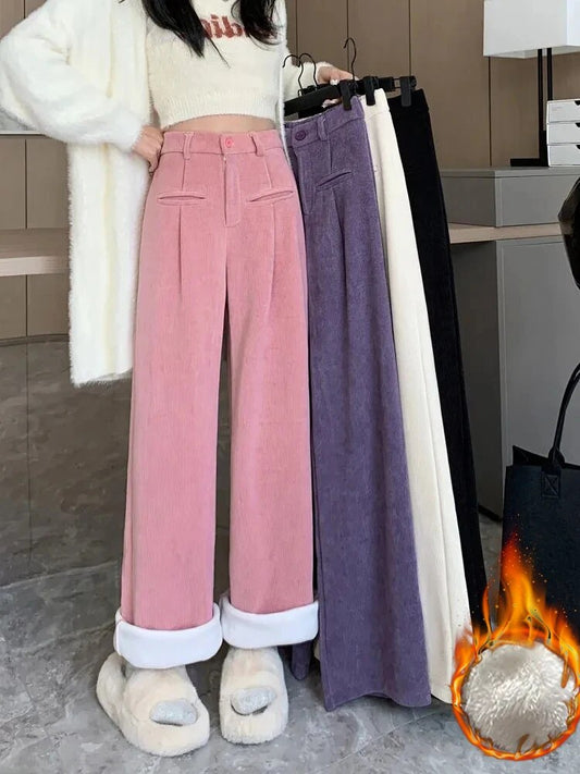 Fenna | Corduroy broek met stoffen binnenkant voor dames in de kleur Roze voor dames in Streetwear stijl ideaal voor de winter