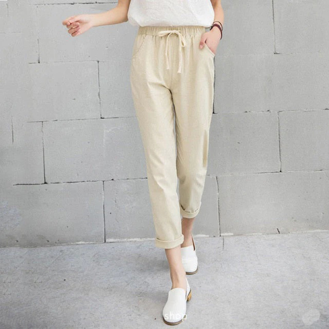 Fleur | Comfortabele damesbroek in de kleur Khaki voor dames in stijl ideaal voor de lente.