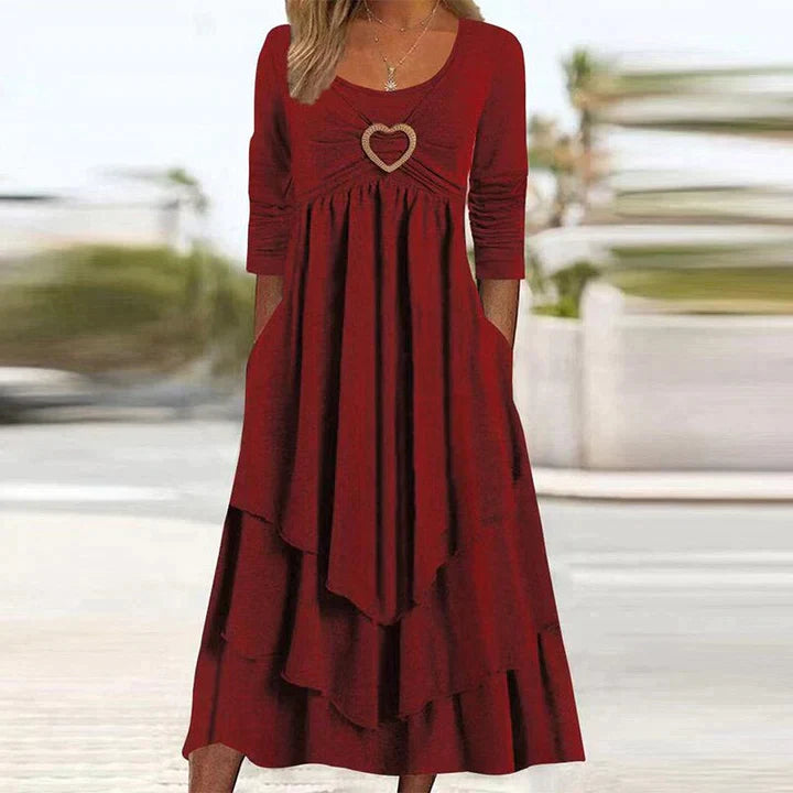 Fleur | Elegante avondjurk met eenvoudige stijl in de kleur Rood voor dames in Party stijl ideaal voor de lente.