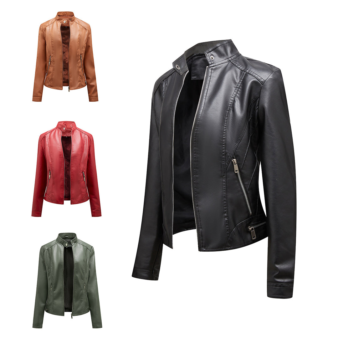 Fleur | Stijlvolle leren jas in de kleur Zwart voor dames in stijl ideaal voor de herfst.