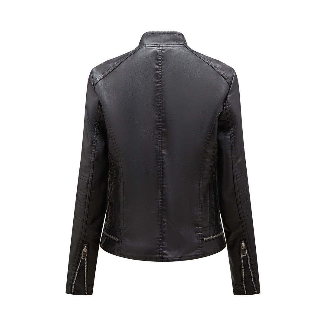 Fleur | Stijlvolle leren jas in de kleur Zwart voor dames in stijl ideaal voor de herfst.