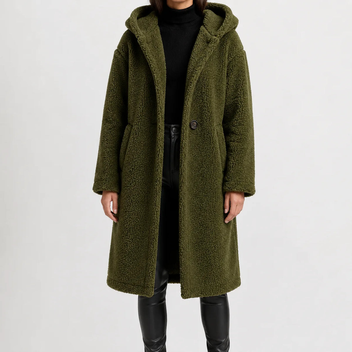 Oversized teddy jas met capuchon