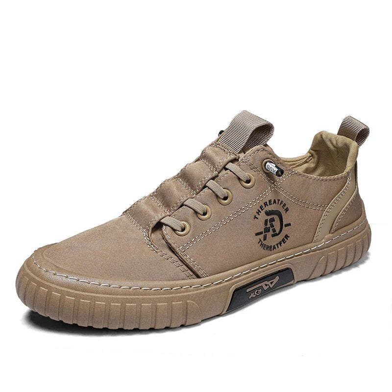 Gaspar | Casual sneakers van ijszijde in de kleur Khaki voor heren in stijl ideaal voor de herfst.