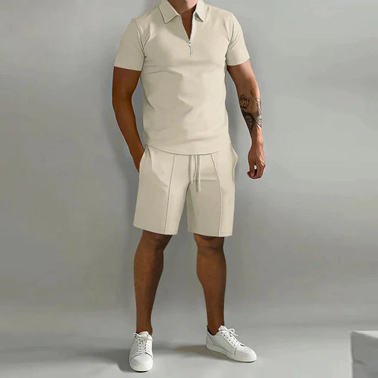 Giel | Luxe polo en short zomerset voor heren in de kleur Khaki voor heren in stijl ideaal voor de zomer.