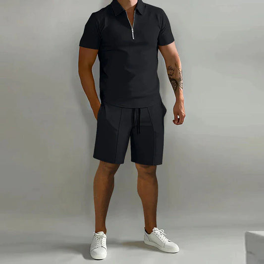 Giel | Luxe polo en short zomerset voor heren in de kleur Zwart voor heren in stijl ideaal voor de zomer.