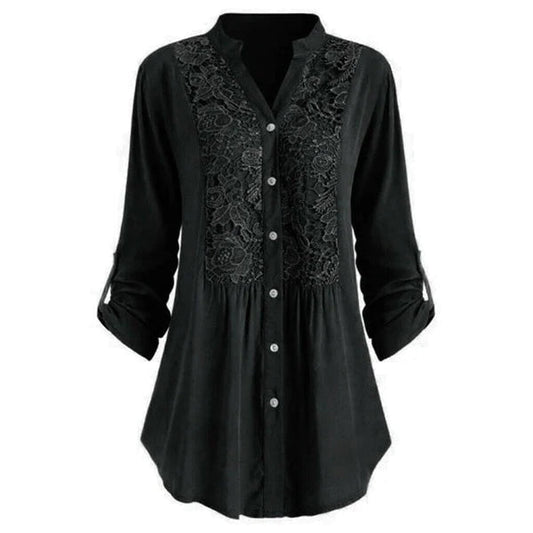 Lange blouse met trendy pofmouwen, gemaakt van comfortabele materialen met een flatterende pasvorm. Dit veelzijdige ontwerp kan zowel formeel als casual gedragen worden, en voegt een vleugje eigentijdse elegantie toe aan elke outfit.