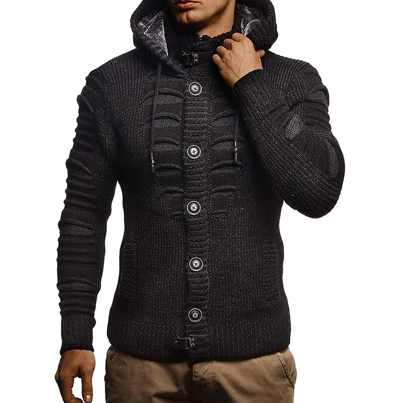 Herman | Gebreide jas in de kleur Zwart voor heren in stijl ideaal voor de herfst.