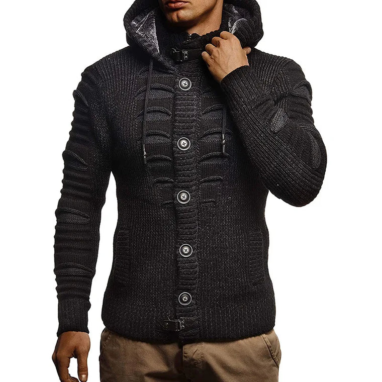 Herman | Gebreide jas in de kleur Zwart voor heren in stijl ideaal voor de herfst.