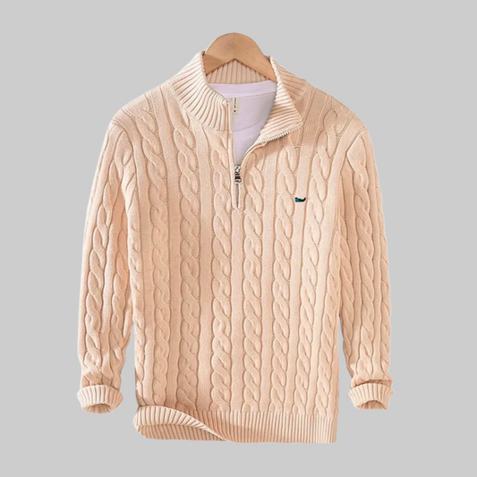 Herman | Nette en casual Herenpolo met rits in de kleur Beige voor heren in stijl geschikt voor alle seizoenen.