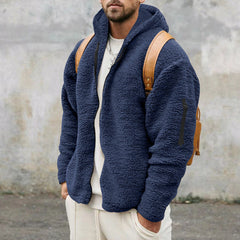 Hermy | Zachte fleecejack in de kleur Blauw voor heren in Lounge stijl ideaal voor de winter