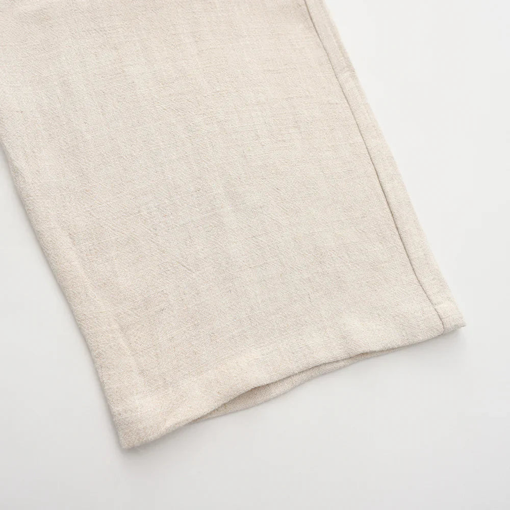 Hessel | Linnen slim fit pantalon in de kleur Beige voor heren in Beach stijl geschikt voor alle seizoenen.