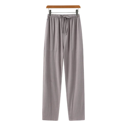 Hessel | Linnen slim fit pantalon in de kleur Grijs voor heren in Beach stijl geschikt voor alle seizoenen.