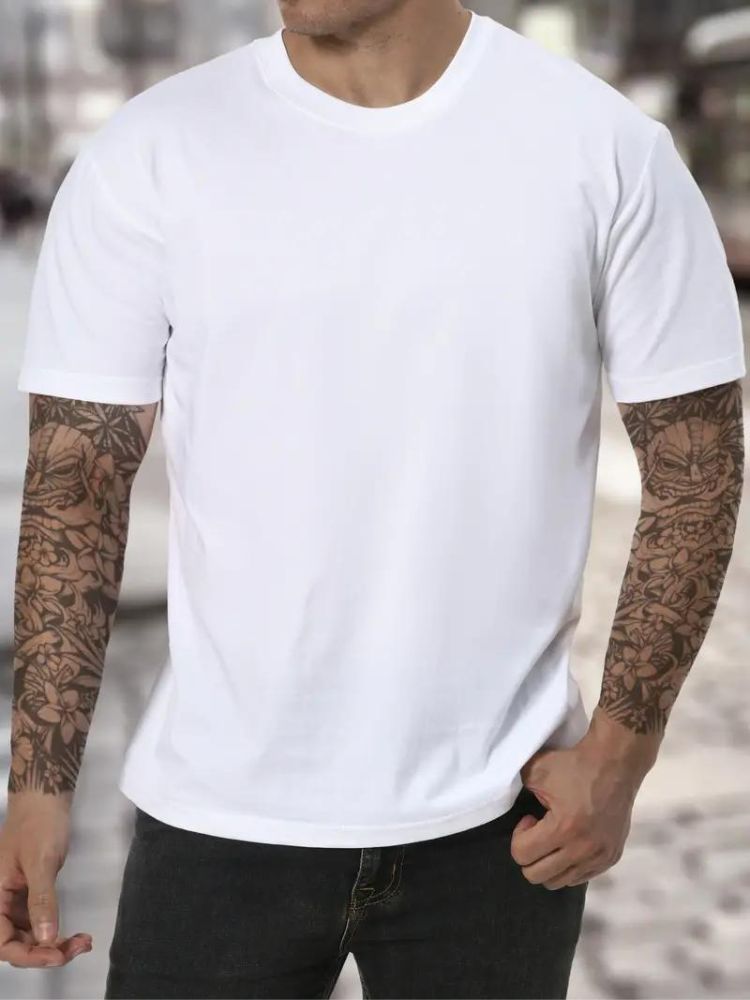 Hoge Hals T-Shirt in de kleur Wit voor heren in stijl ideaal voor de lente.