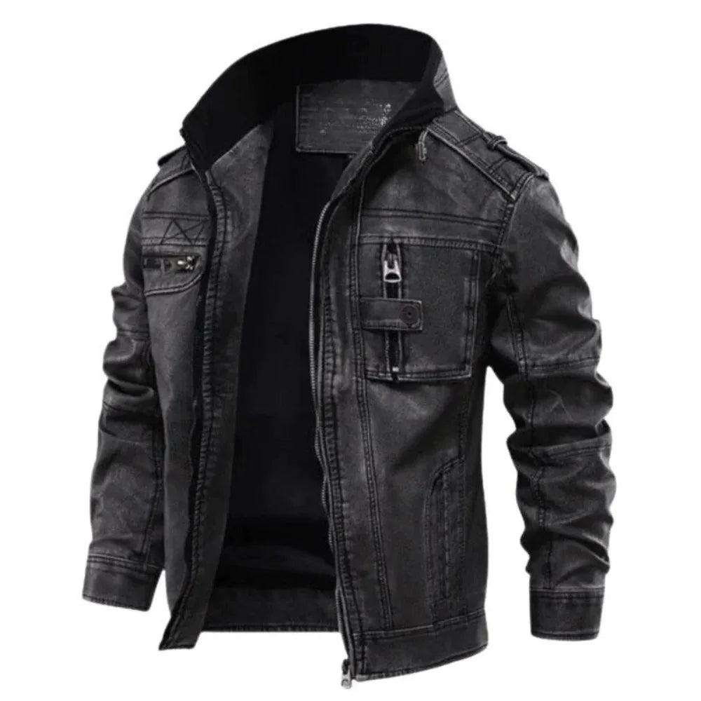 Leren jassen met mandarin collar