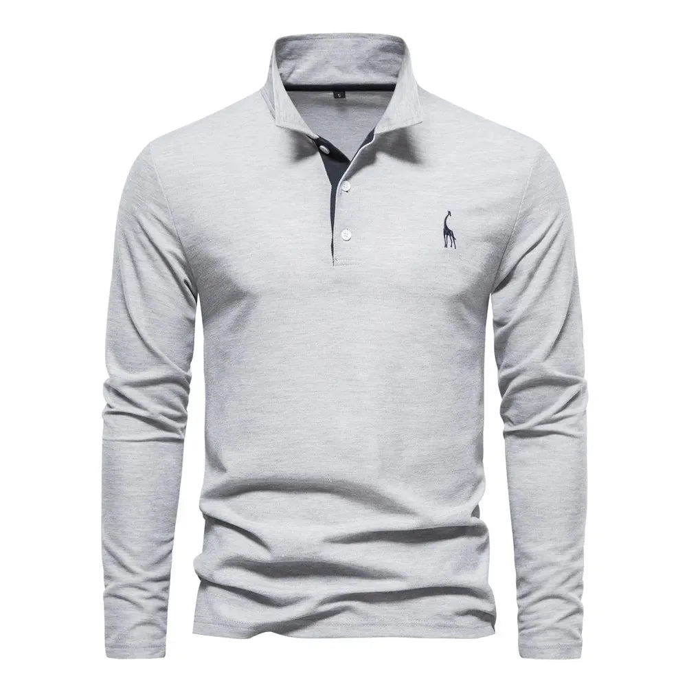 Polo met lange mouwen en V-neck
