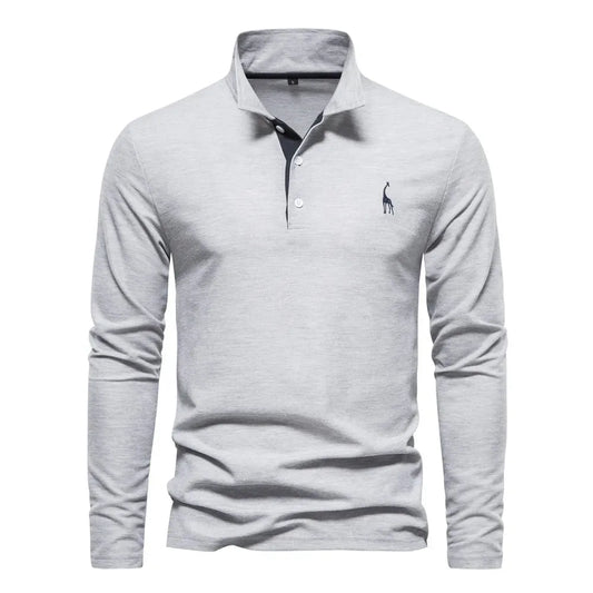 Polo met lange mouwen en V-neck